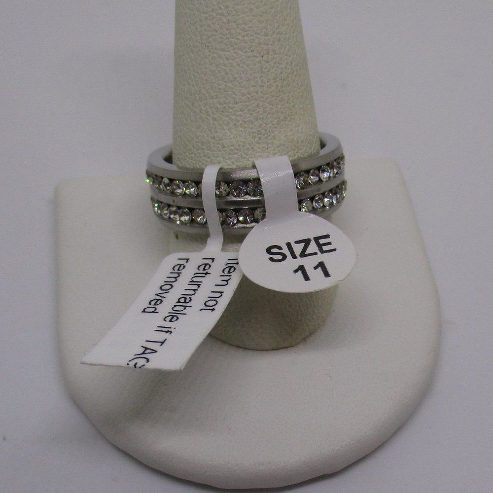 Austrian Crystal Ring Double Row Stainless Steel Size 11